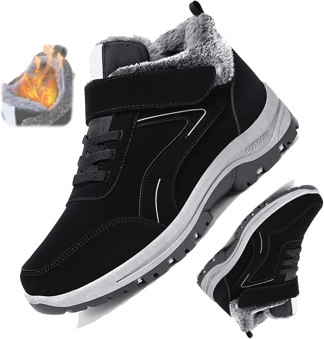 

Женские зимние снежные ботинки водонепроницаемые, с амортизирующей подошвой против скольжения, ортопедические, унисекс, теплые походные ортопедические ботинки Generic, черный