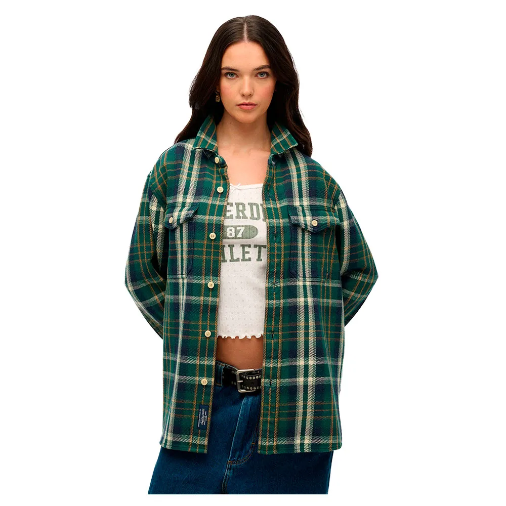 

Куртка Superdry Merchant Heavy Checked Pluse Size, зеленый
