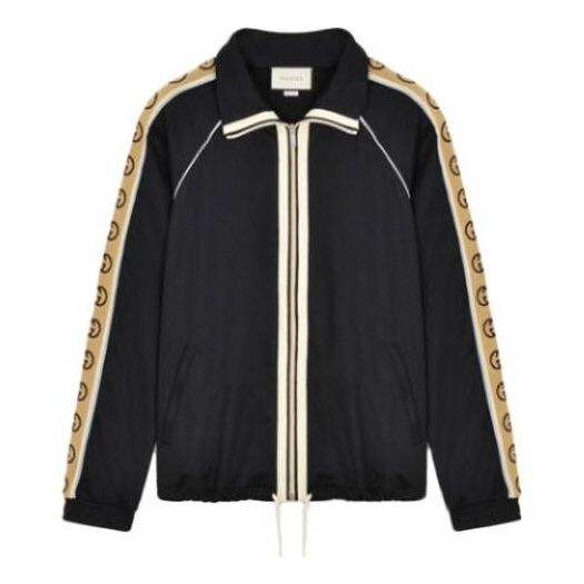 

Куртка ss20 side sleeve logo striped oversized knitted jacket for men black Gucci, черный