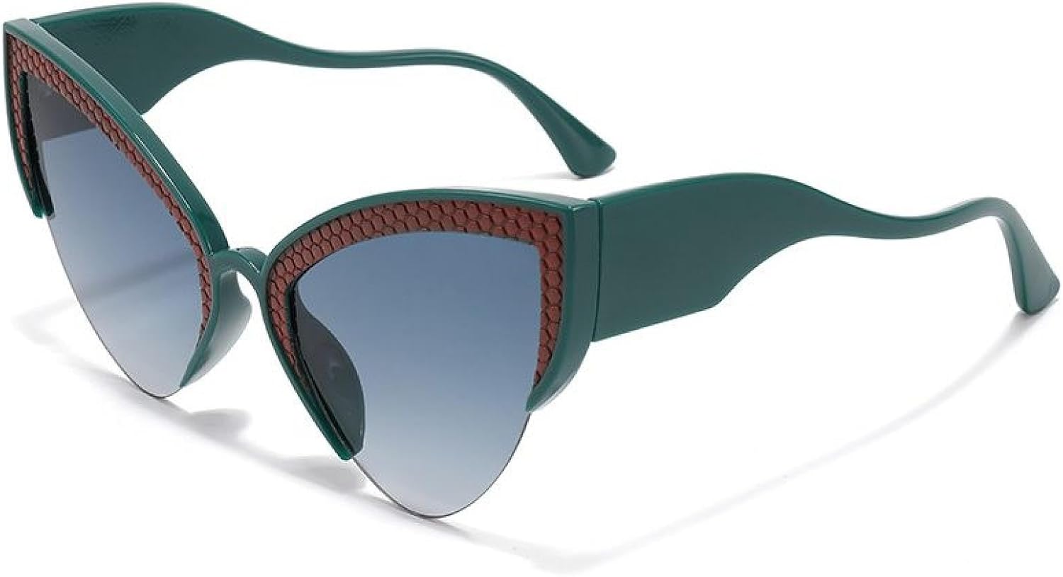 

Сексуальные овальные солнцезащитные очки «кошачий глаз» для женщин, роскошные, стильные, полуободковые, для занятий спортом на открытом воздухе, велоспорта, защита от УФ-излучения UV400 TVTBBVV, Green