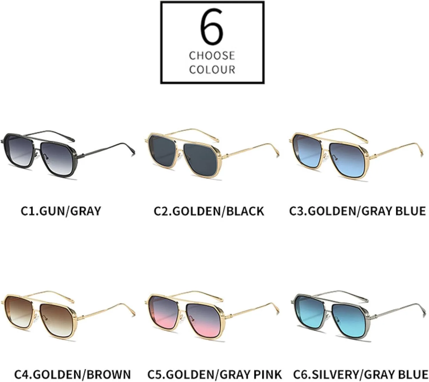 

Мужские солнцезащитные очки из металла с градиентным затемнением, женские солнцезащитные очки в стиле панк с защитой от УФ-излучения UV400 DSVIGF, Golden Gray Pink