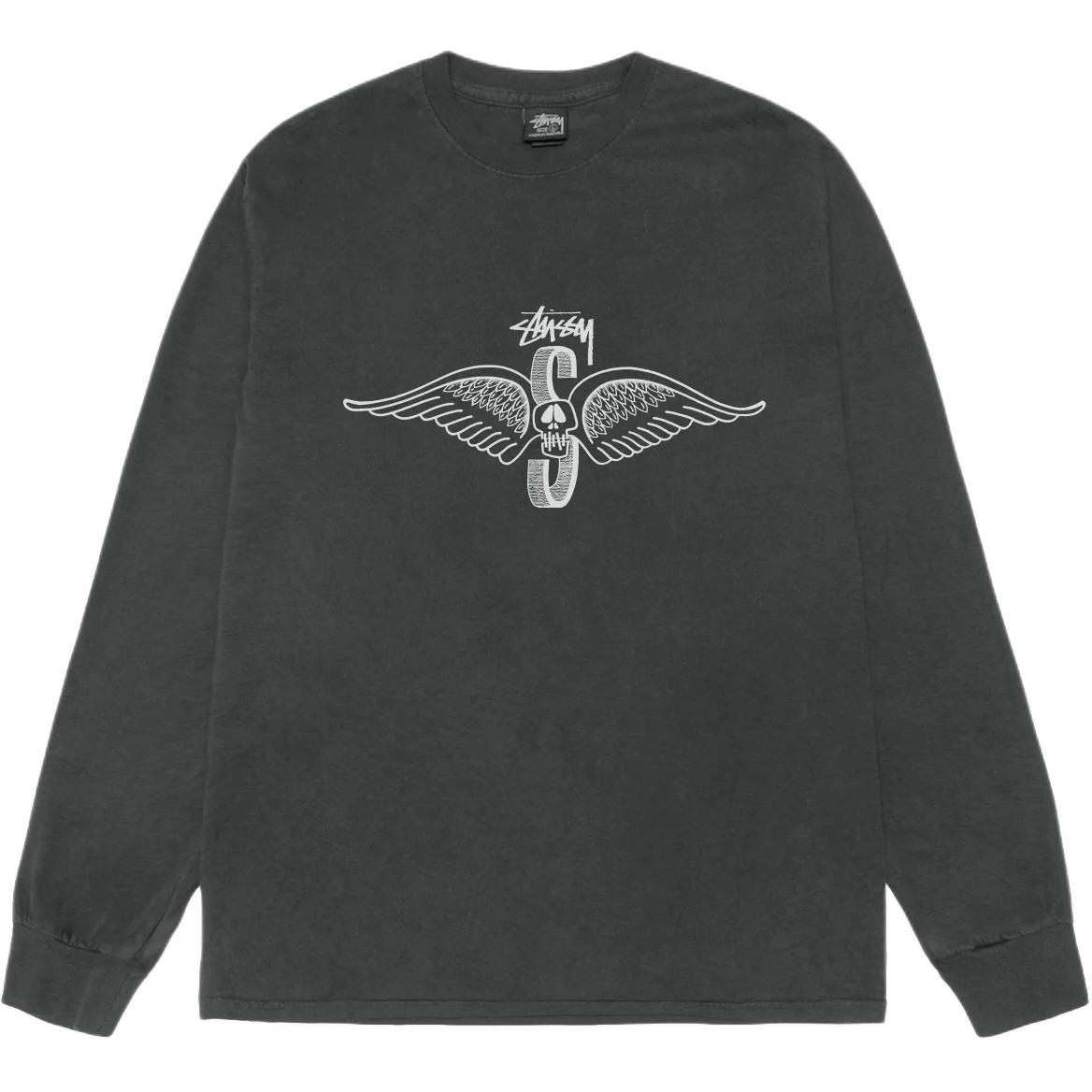 

Футболка с длинным рукавом Skull Wings Pigment Dyed Stussy, черный