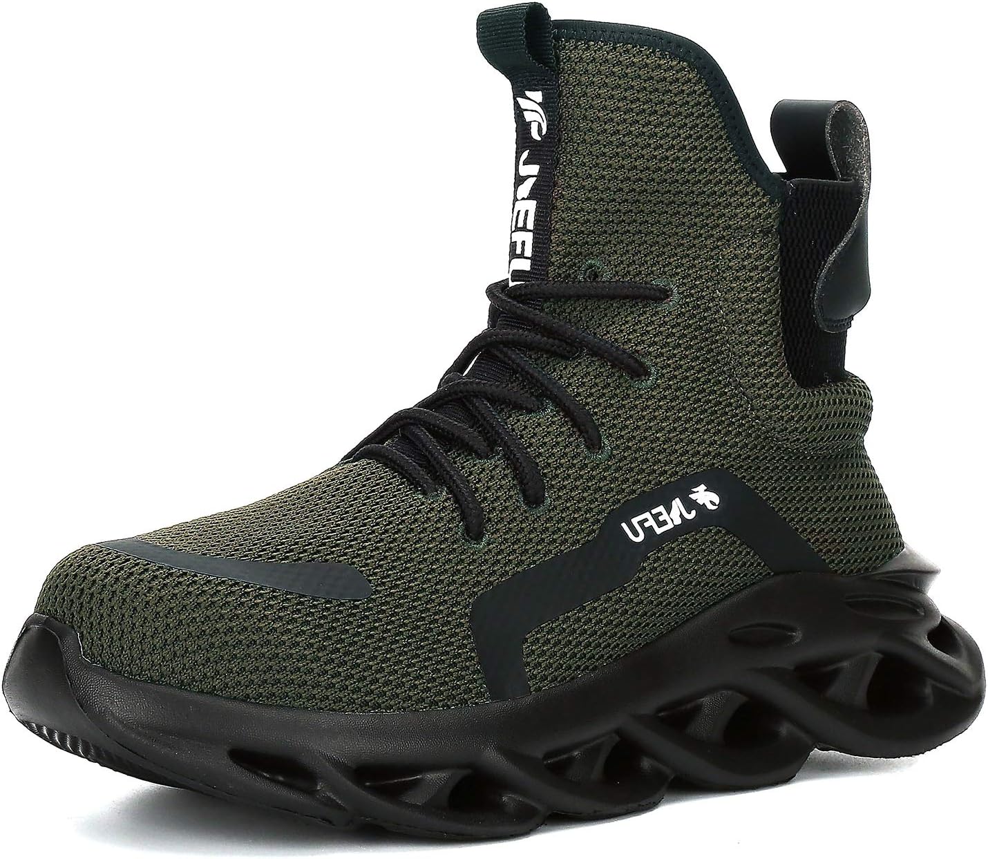 

Ботинки XUNRUO для мужчин и женщин с стальными носками, легкие, дышащие, для строительства, без шнурков, зеленый