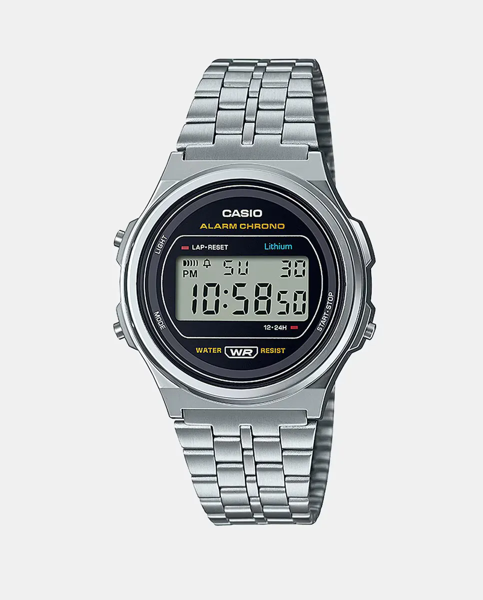

Casio Collection A171WE-1AEF Цифровые мужские часы из стали, серебряный