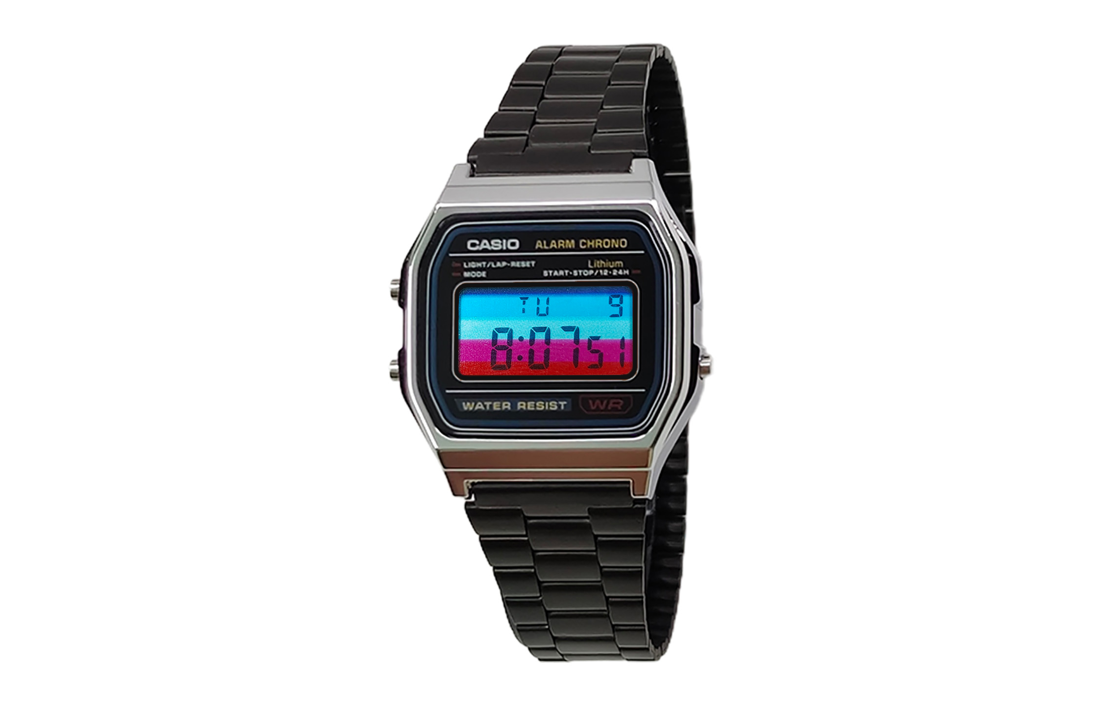 

Casio Мужские часы Retrofit Series с кварцевым механизмом, ремешком из нержавеющей стали и черным циферблатом