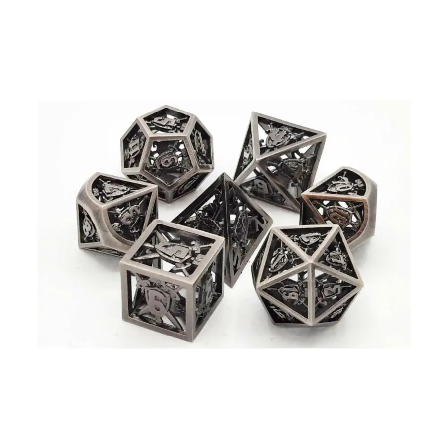 

Кубики с полым мечом и щитом — матовое серебро (7), Hollow Dice