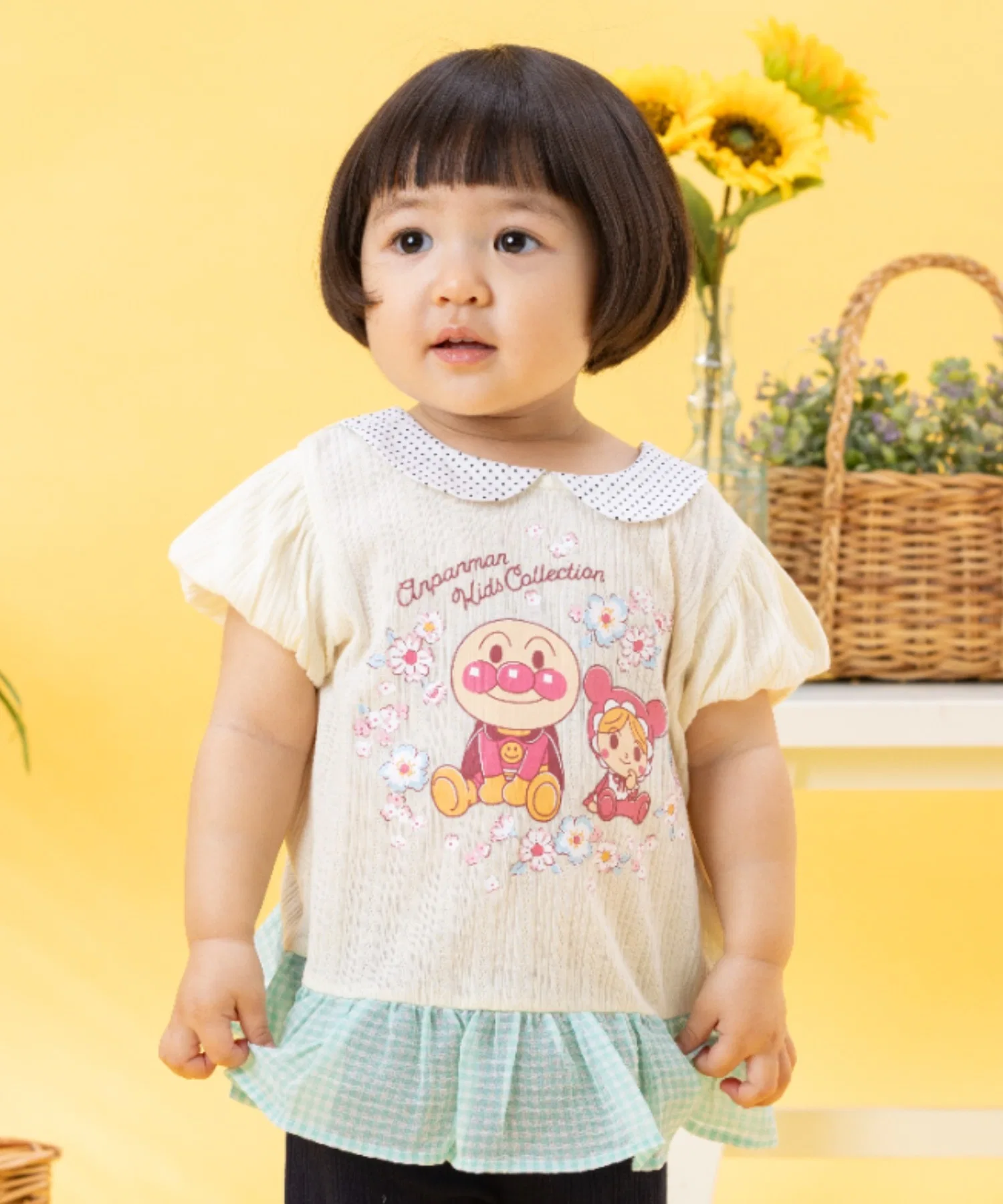 Детская футболка с оборками ANPANMAN KIDS COLLECTION кремовая