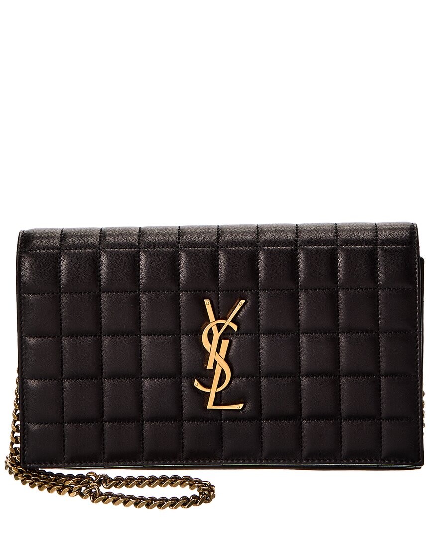 

Saint Laurent Cassandre Стеганая кожаная сумка через плечо, черный