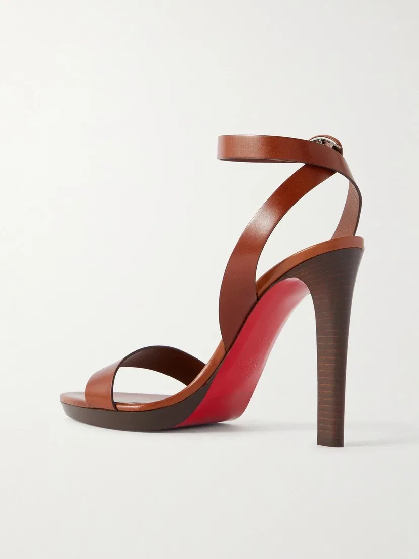 Кожаные сандалии на платформе Fanny Christian Louboutin, коричневый — фото 3