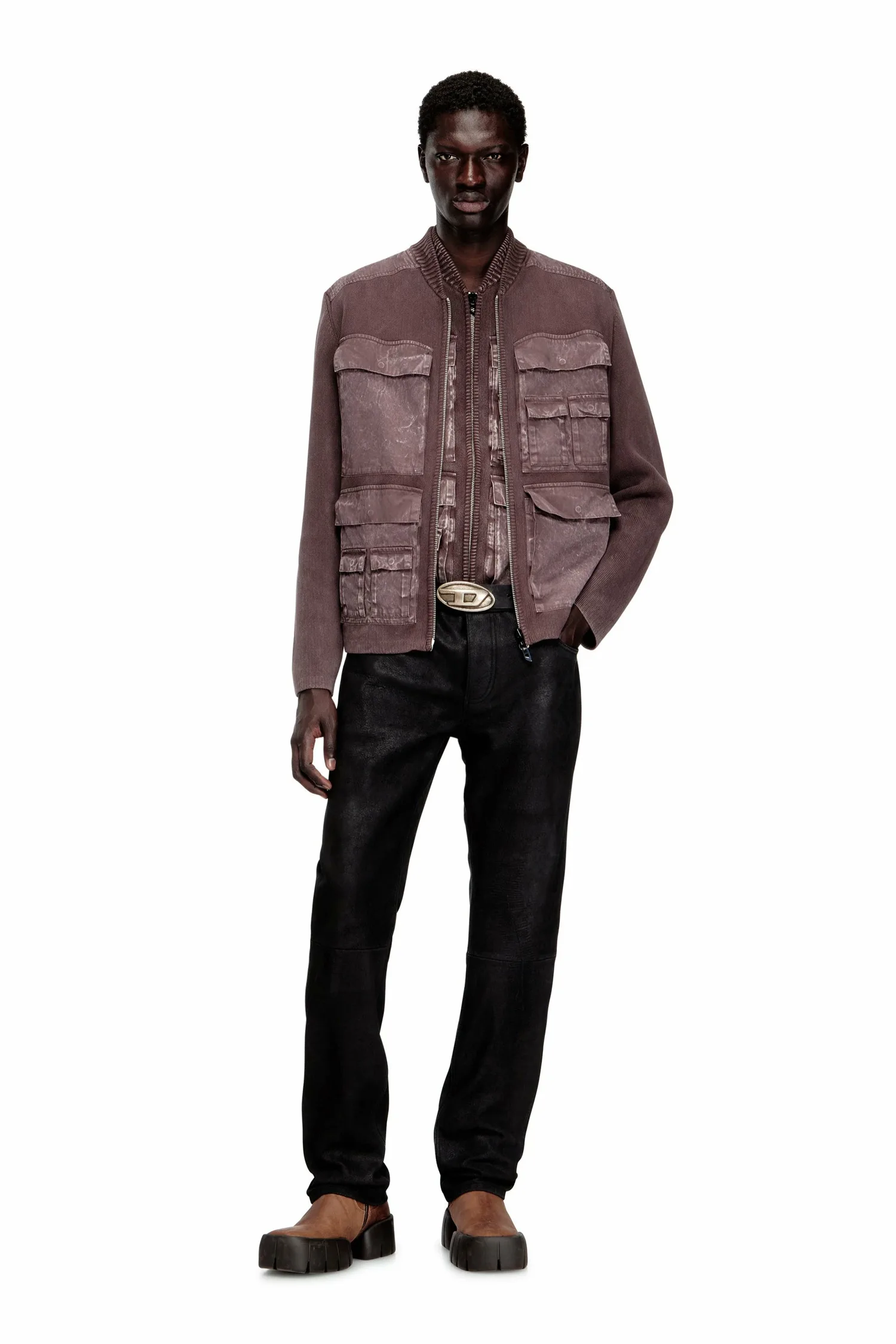 Мужская вязаная куртка на молнии K-GEROME Diesel, цвет Brown And Other Colors