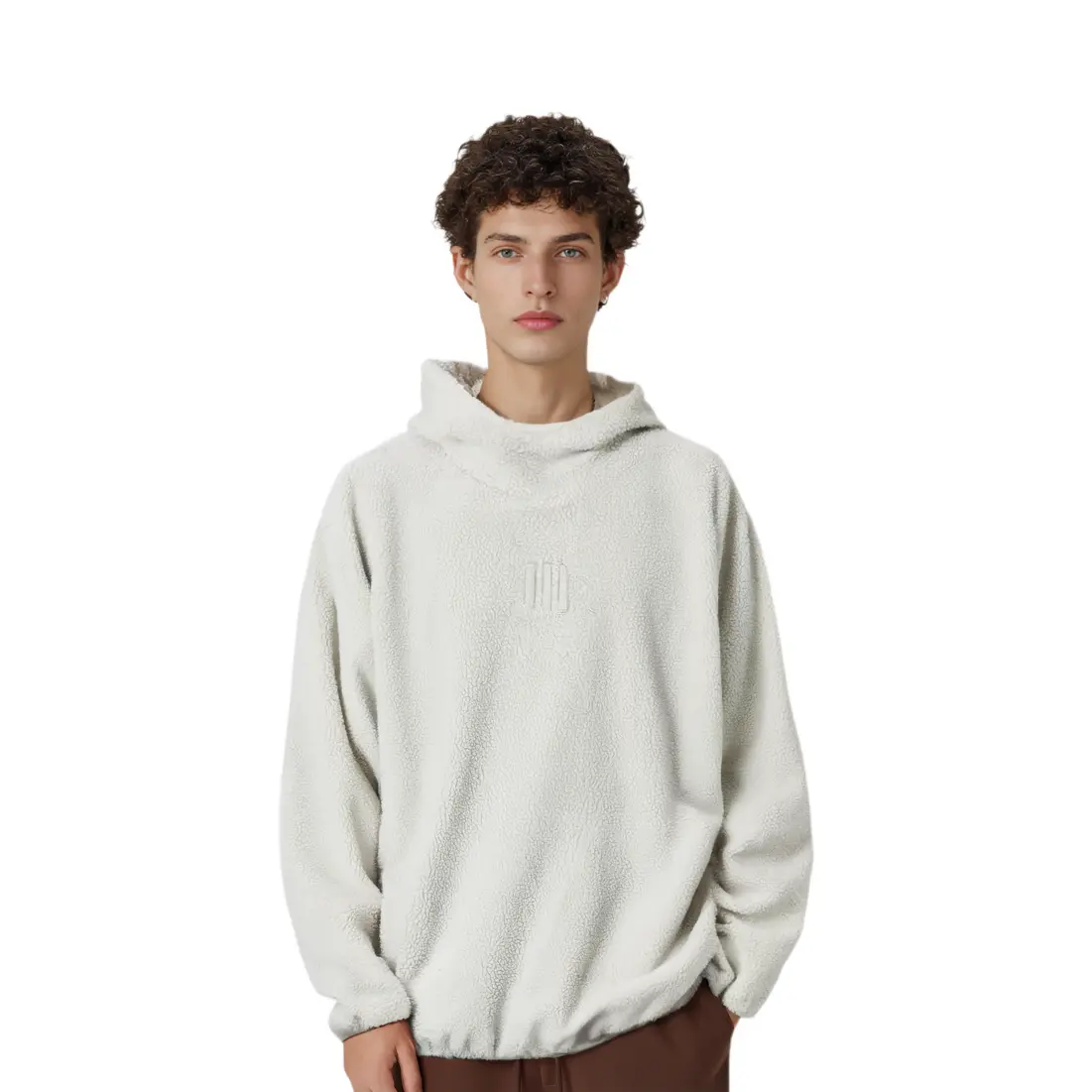 Футболка с капюшоном Fear Of God Athletics из флиса Adidas, серая — фото 3