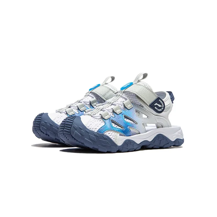 YOUNG Детские сандалии Li-Ning YOUNG Trek 2 комфортные износостойкие дышащие бело-синие для подростков — фото 4