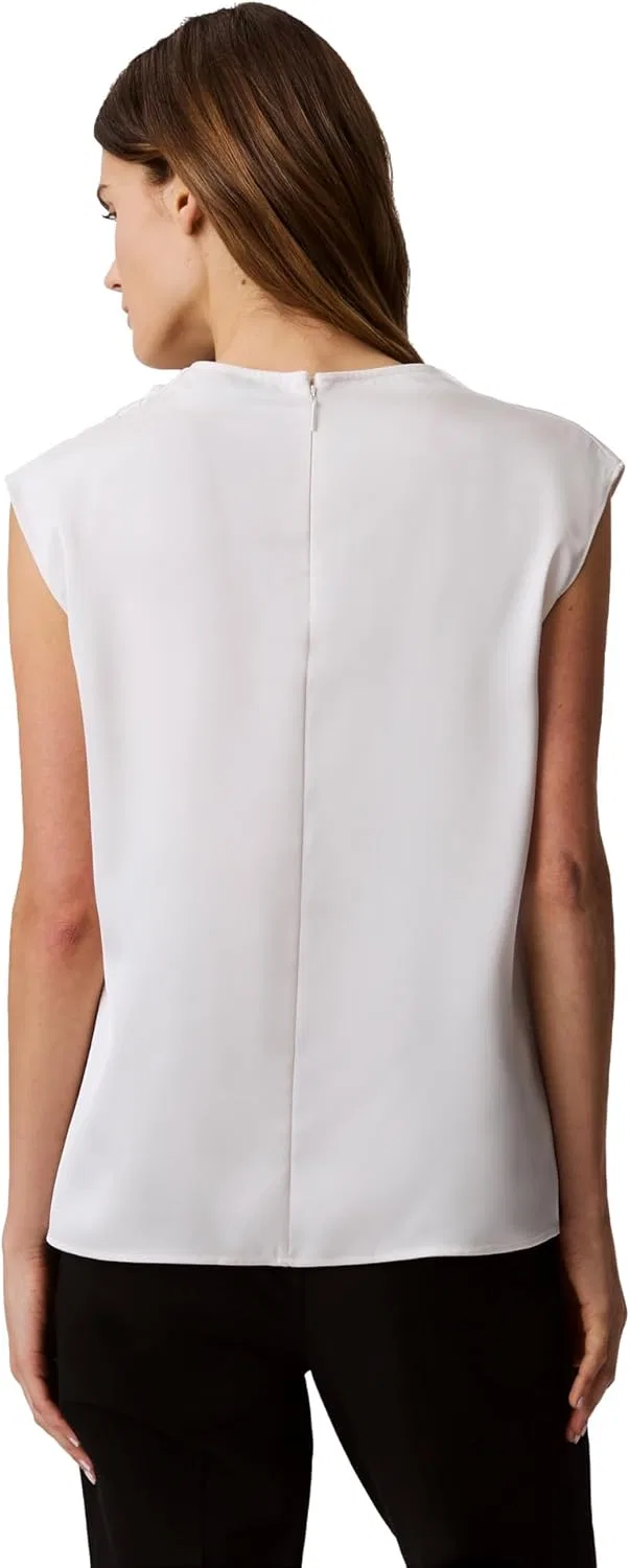 Блуза сатиновая Satin Cowl Neck Blouse, Calvin Klein, цвет морской соли — фото 2