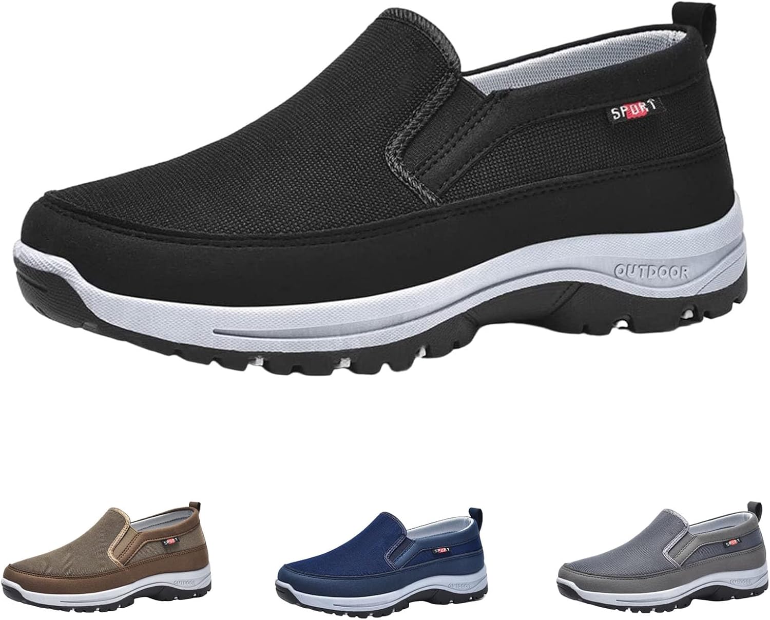 

Ортопедические туфли CNA Trop для мужчин, слипоны из холщовой ткани CNA Trop, мужские наружные походные ортопедические дышащие лоферы для ходьбы Generic, черный