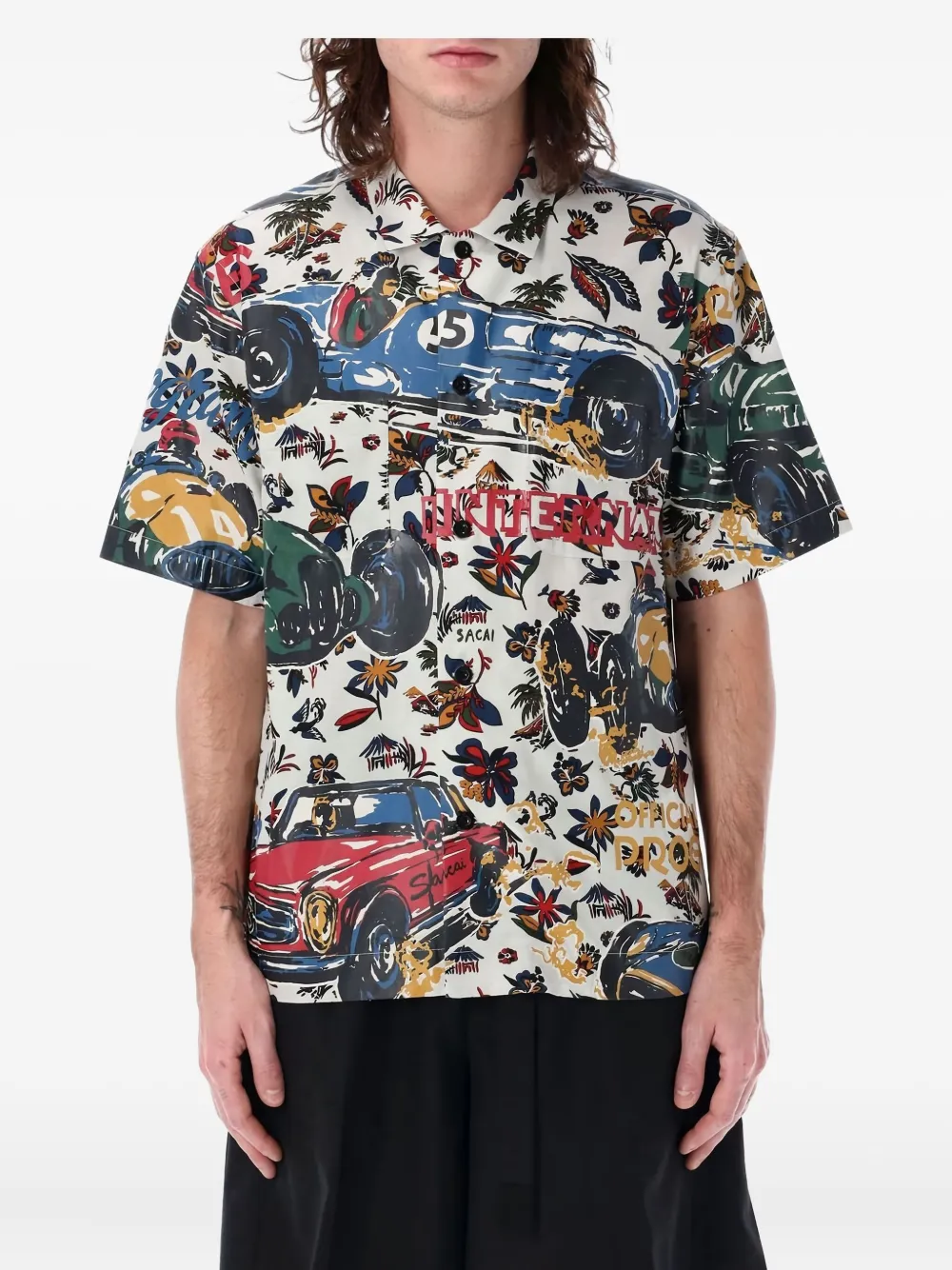 

Рубашка с принтом Sacai, белый