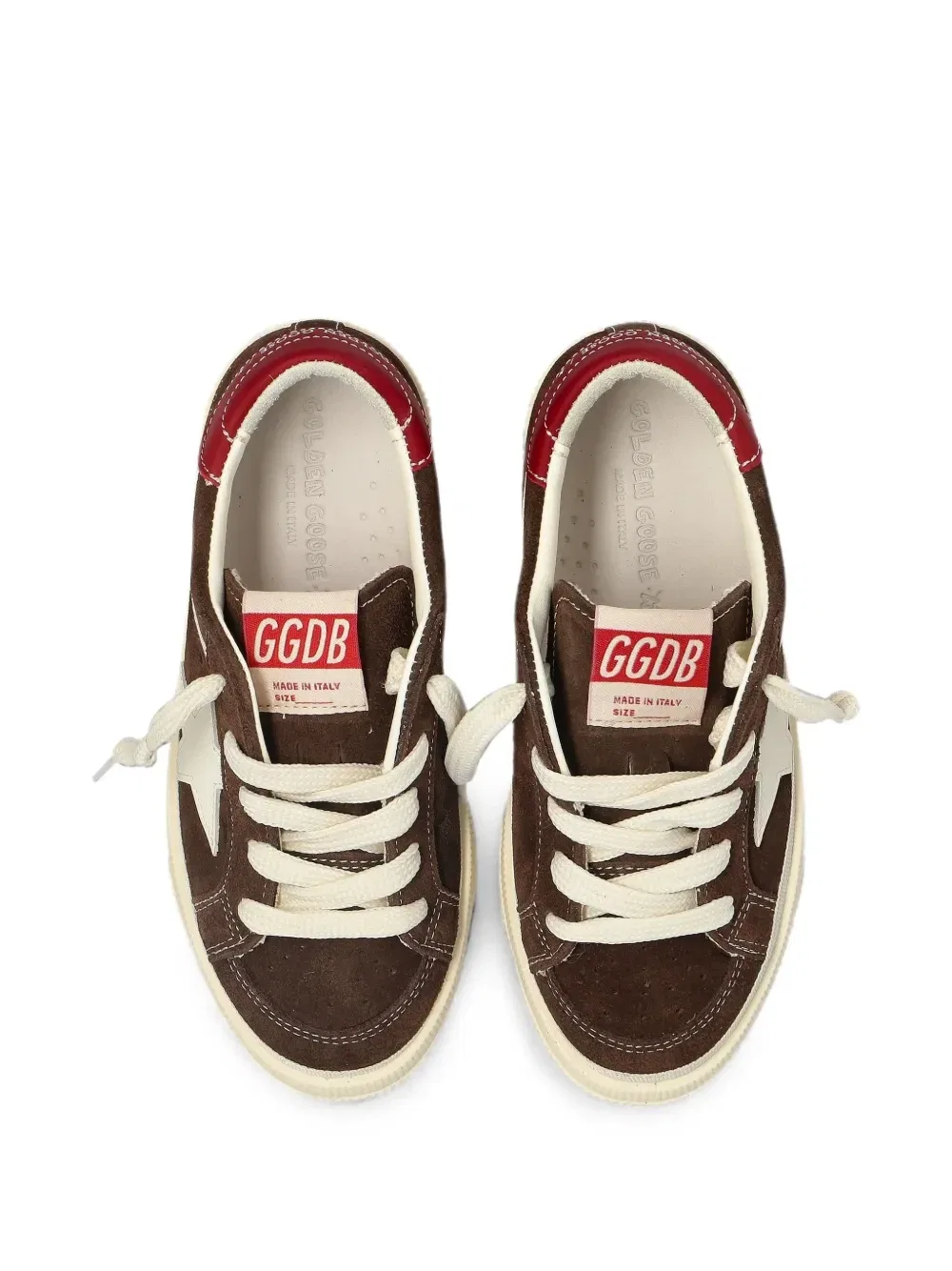 Кроссовки May со вставкой в виде звезды Golden Goose Kids, коричневый — фото 4