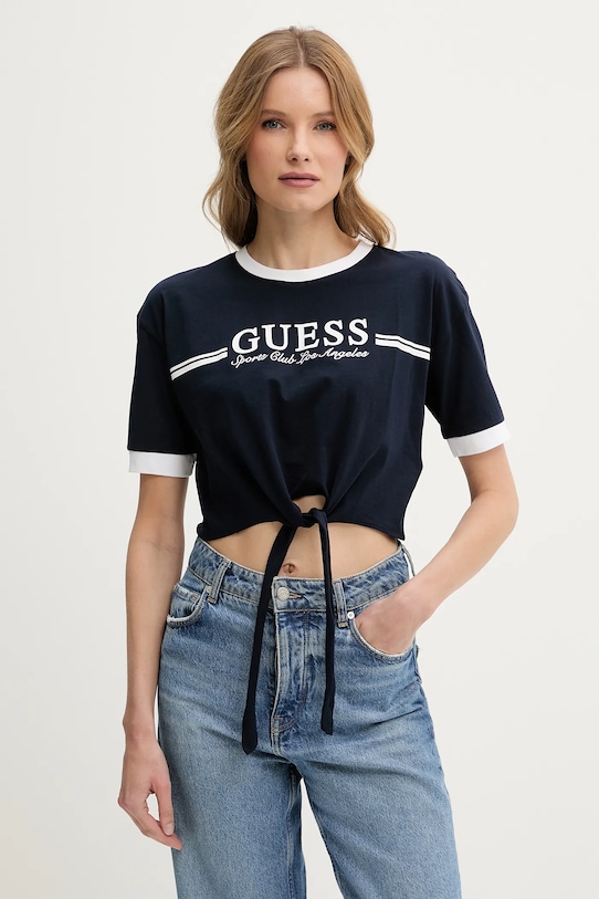 

Хлопковая футболка Guess, темно-синий