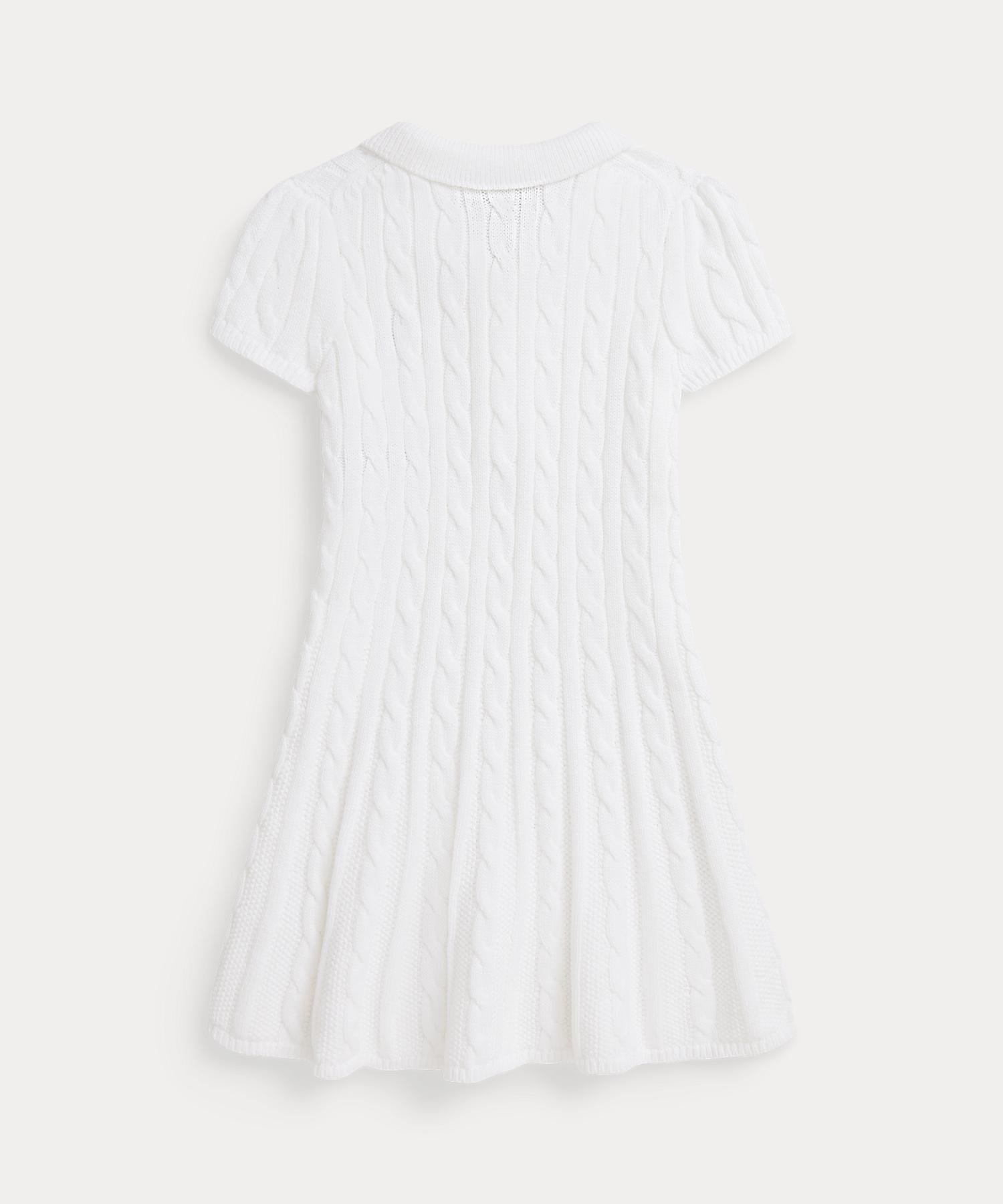 (Девочки, 2-6 лет) Хлопковое платье-поло крупной вязки Polo Ralph Lauren, 100 White — фото 2