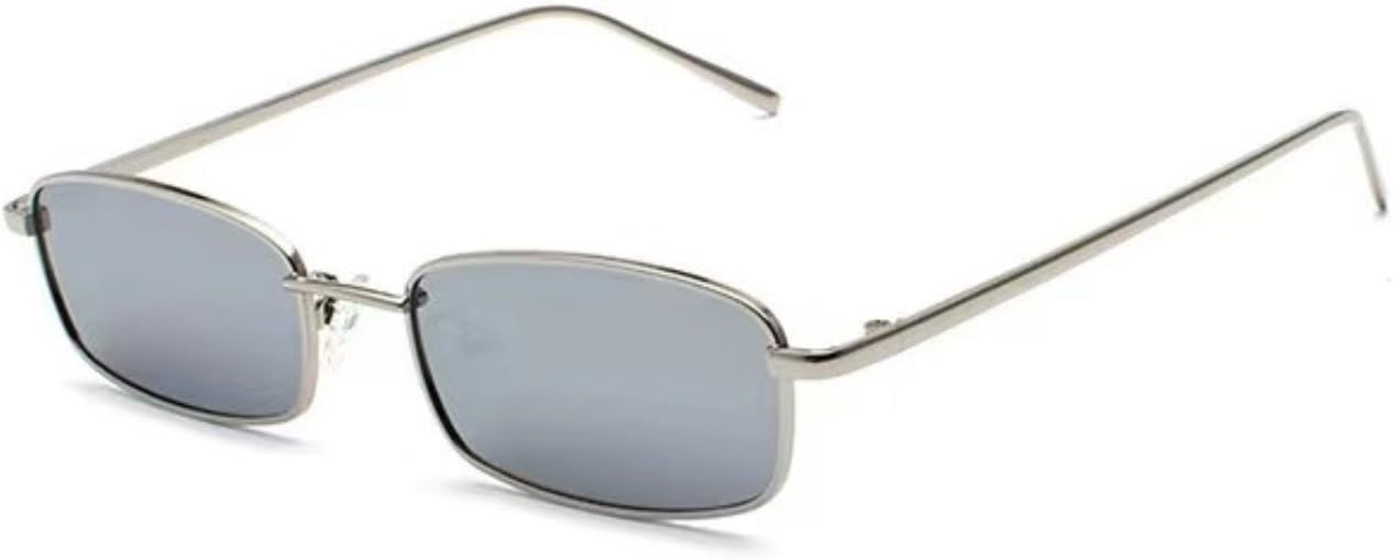 

Классические прямоугольные солнцезащитные очки в стиле ретро с тонкой металлической оправой, винтажные прямоугольные солнцезащитные очки конфетных цветов WDZAYXC, Silver/Mercury