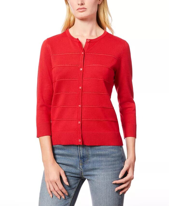 

Женский кардиган в полоску с круглым вырезом, стандартные и миниатюрные размеры Melissa Paige, красный