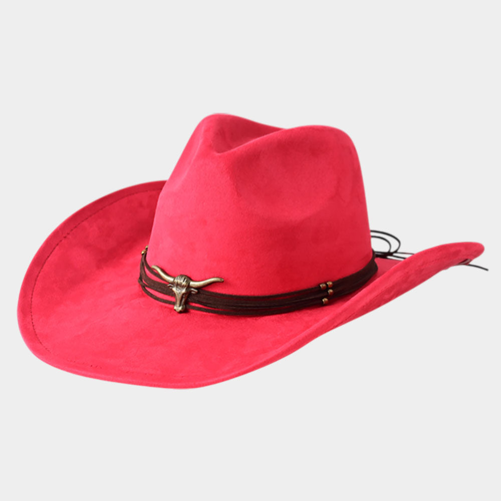 

Ковбойская шляпа с акцентом в виде головы быка в западном стиле FASHNZFAB, красный
