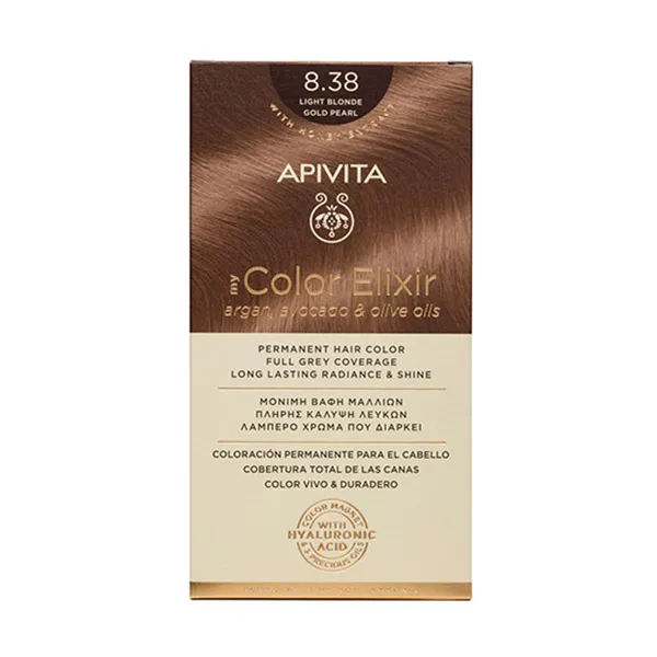 

Перманентное окрашивание My Color Elixir Apivita, цвет light blonde gold pearl