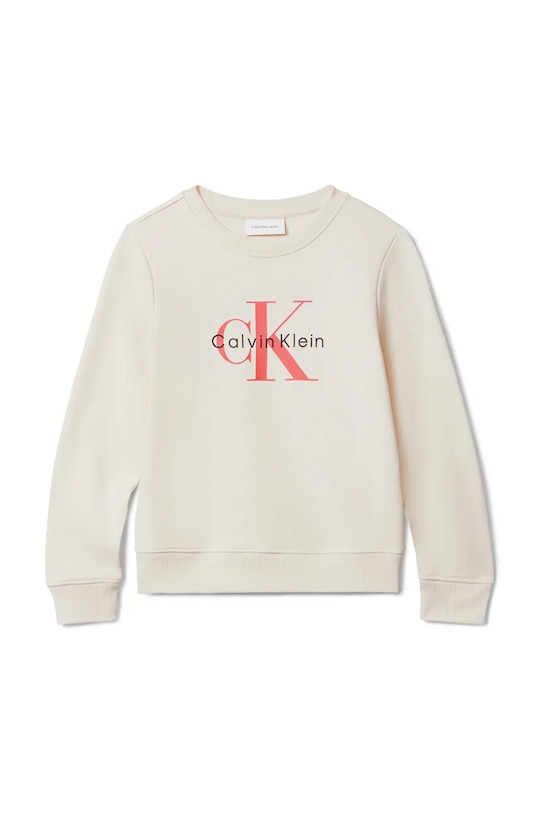 Детская хлопковая толстовка Calvin Klein Jeans, бежевый — фото 2