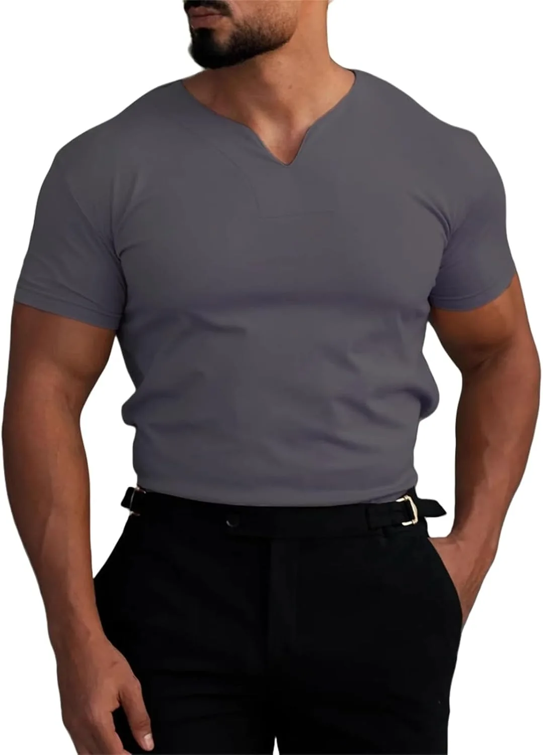 

Мужская летняя футболка Henley Slim Casual для тренировок