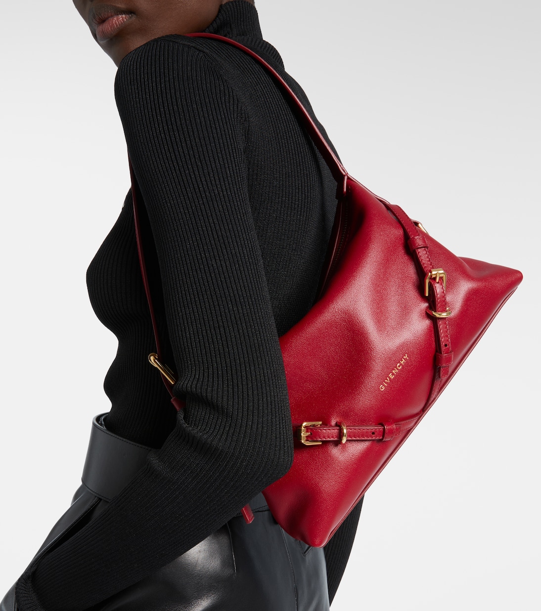 Кожаная сумка через плечо Voyou Mini Givenchy, Dark Red — фото 2
