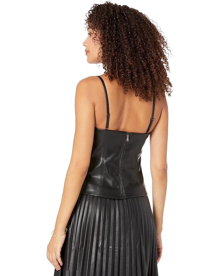 

Топ BCBGMAXAZRIA Stretch Faux Leather Top, черный