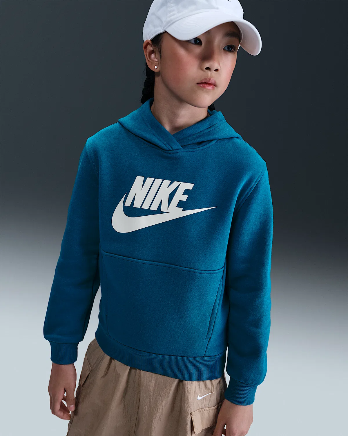 Детская худи Nike Sportswear Club Fleece, Green Abyss/White — фото 2