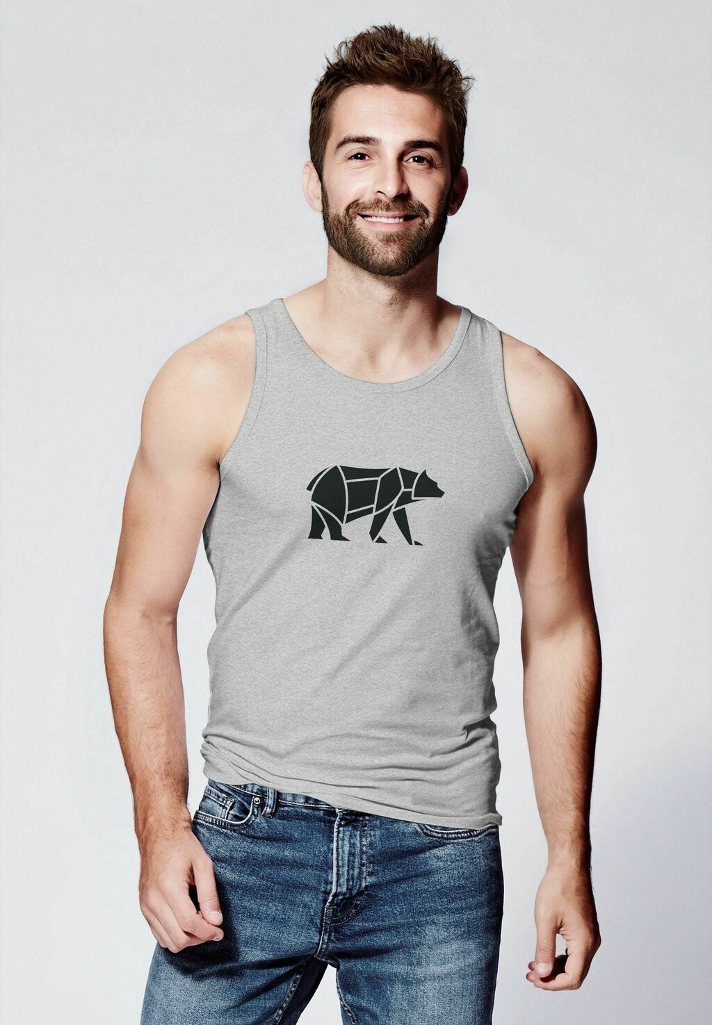 

Топ TANK DESIGN PRINT BÄR BEAR TIERMOTIV OUTDOOR Neverless, серый