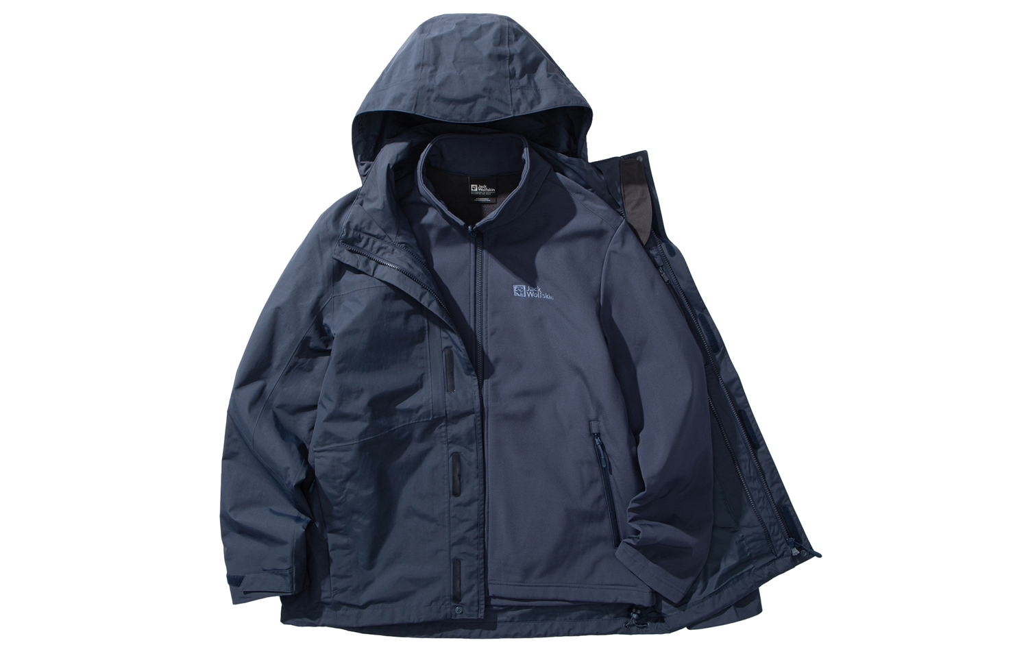 

JACK WOLFSKIN Непромокаемая ветровка унисекс 3 в 1, Midnight Dark Blue/C0412