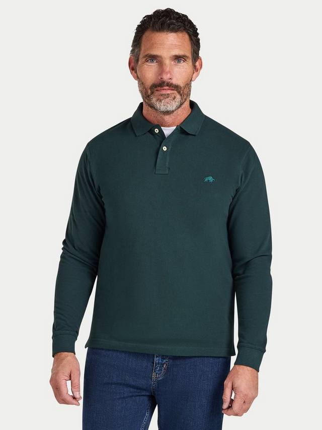 

Хлопковая поло с длинными рукавами классического кроя Raging Bull, Forest