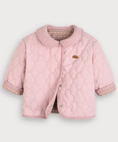 Детская куртка reversible quilted jacket moimoln розовая — фото 2