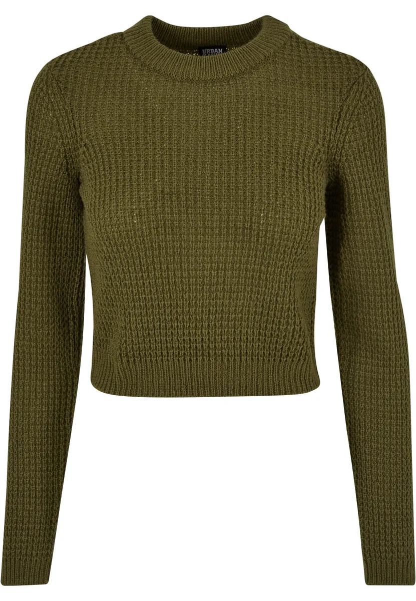 

Свитер с круглым вырезом URBAN CLASSICS " Urban Classics Ladies Short Waffle Sweater", цвет Summerolive