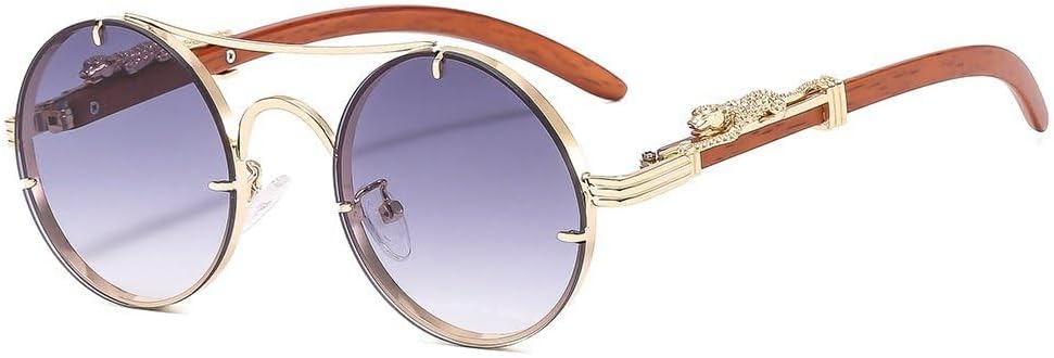 

Модные круглые солнцезащитные очки класса люкс для женщин и мужчин, ретро-очки в металлической оправе, трендовые модели, защита от ультрафиолета UV400 TKKTLLT, Gold Grey