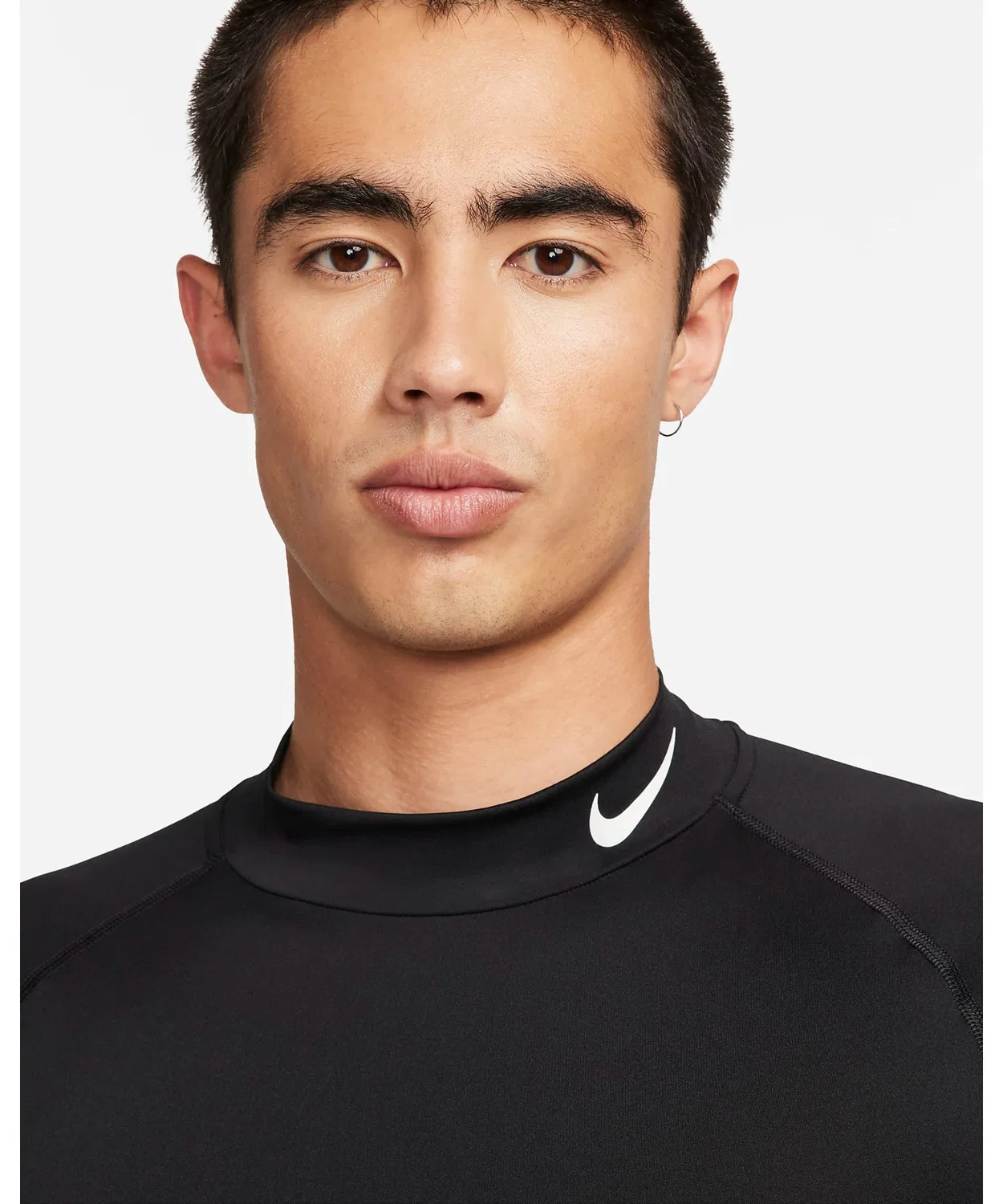 Мужская длинная футболка с высоким воротом Nike Pro Dri-FIT Tight Mock LS, чёрная — фото 3