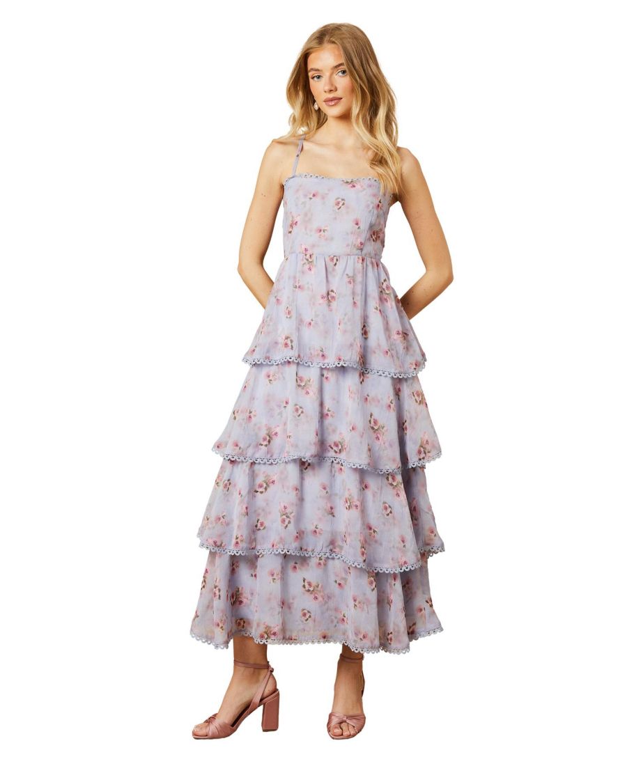 

Женское многоярусное макси-платье на тонких бретелях Oasis, Purple