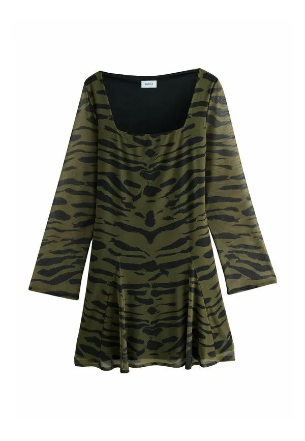 Платье повседневного кроя стандартного размера Next, Khaki Green Animal Print