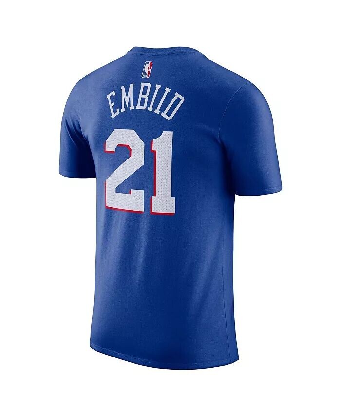 Мужская футболка с именем и номером Joel Embiid Royal Philadelphia 76ers Icon 2022/23 Nike, синий — фото 3