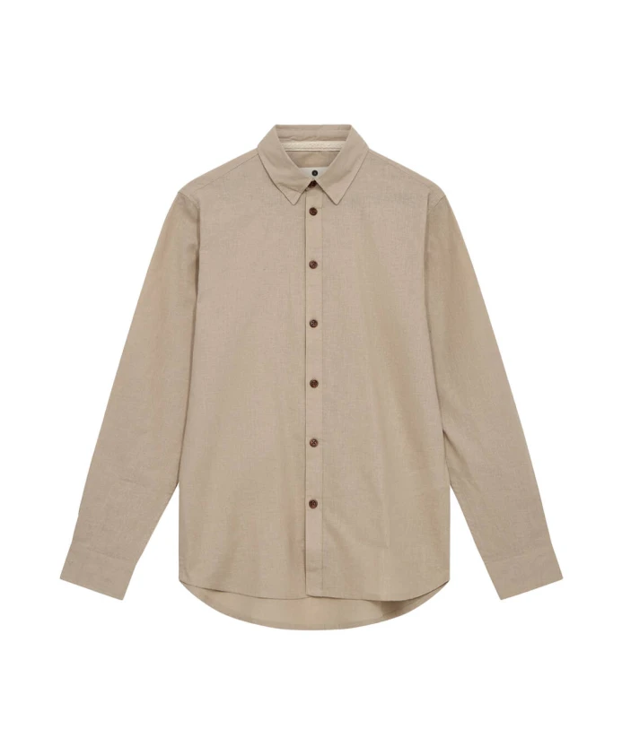 

Рубашка с длинными рукавами из хлопка/льна Anerkjendt, бежевый