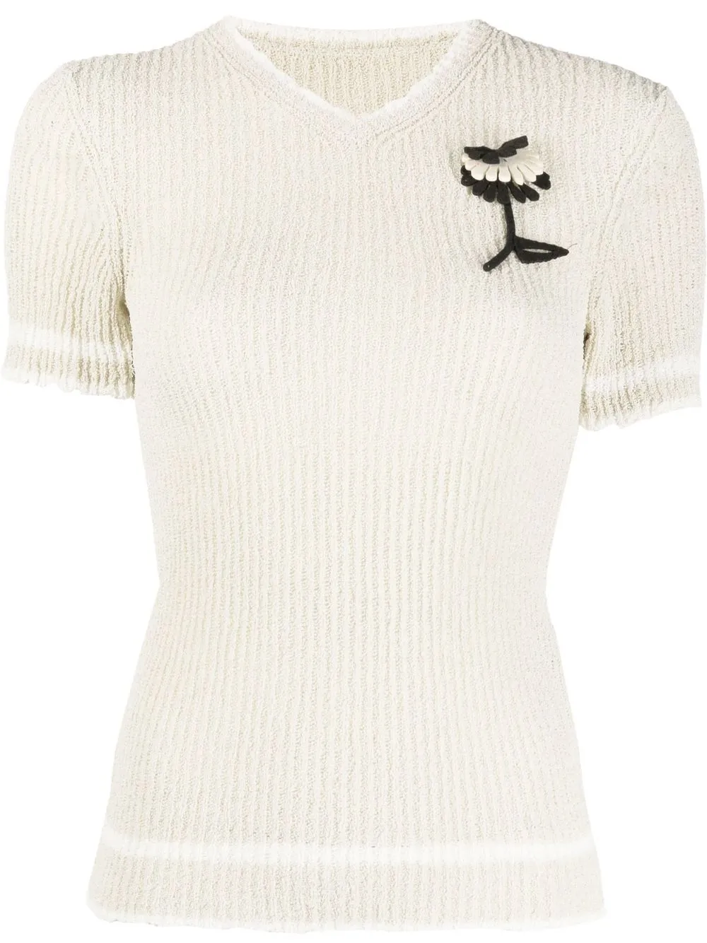 

Топ в рубчик с цветочной аппликацией Maison Margiela, нейтральный