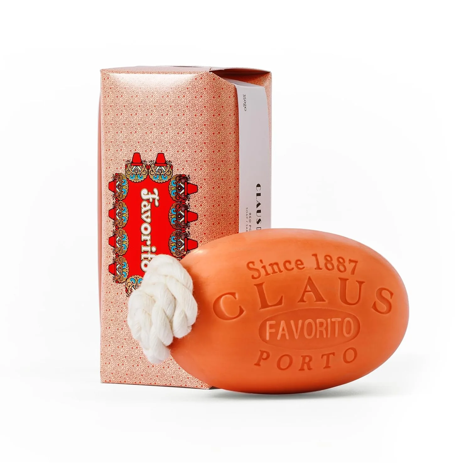 Мыло на веревочке Claus Porto Favorito с цветочным ароматом и красными ягодами, на основе масла виноградных косточек, арганы и растительных масел, 350 г 350.12 г (1 шт.), Red