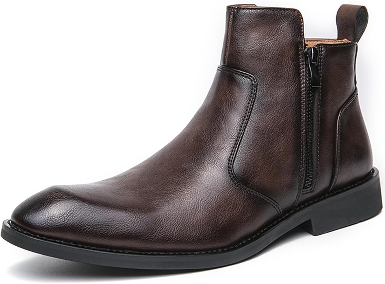 

Мужские деловые ботинки AZAGNEEM Chelsea с двусторонними молниями, из натуральной кожи, с зауженным носком, низким каблуком, без шнурков, удобные ботинки-Чакка для работы и официального стиля, коричневый