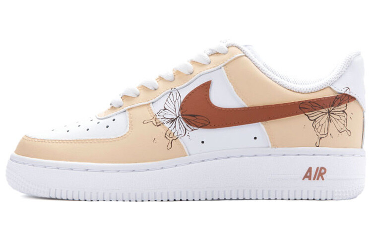 

Кроссовки Nike Air Force 1 Skateboard Shoes Women's Low-Top Yellow White/Brown