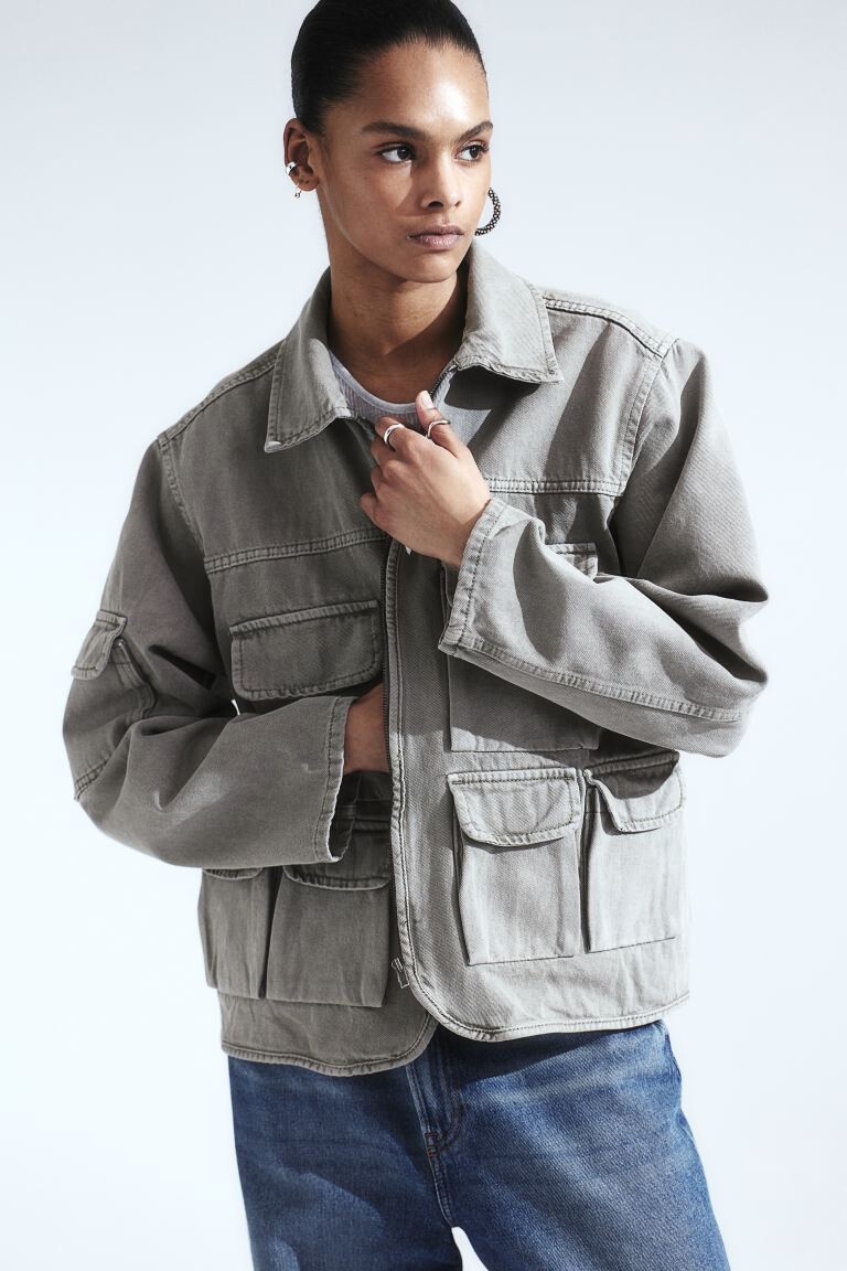 

Практичная джинсовая куртка H&M, зеленый