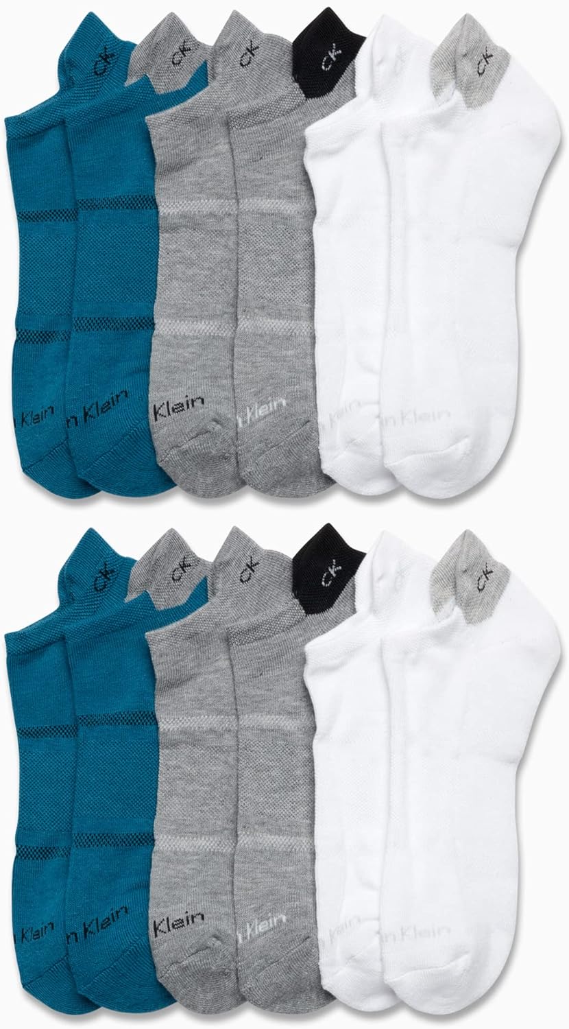 Мужские носки Calvin Klein, непромокаемые, 12 пар, с амортизирующим вкладышем, с низким вырезом, для кроссовок, лоферов, лодочек (размер: 7-12), Assorted Tab — фото 2