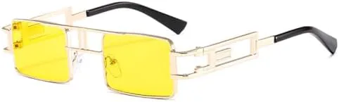 

Солнцезащитные очки прямоугольной формы 2027 года для женщин и мужчин, маленькие, черные, в стиле стимпанк, с защитой от ультрафиолета UV400 MTZJH, C4 Gold Yellow