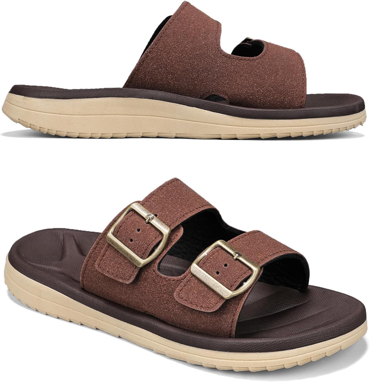 

Мужские сандалии с регулируемыми ремешками и поддержкой свода стопы, легкие и удобные, пляжные сандалии с мягкой амортизирующей стелькой, летние шлепанцы с открытым носком для дома и улицы Harxxitd, коричневый